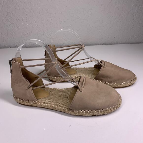 EILEEN FISHER Tan Nubuck Lace-Up Espadrille Sandals Size 8.5 - Picture 5 of 10